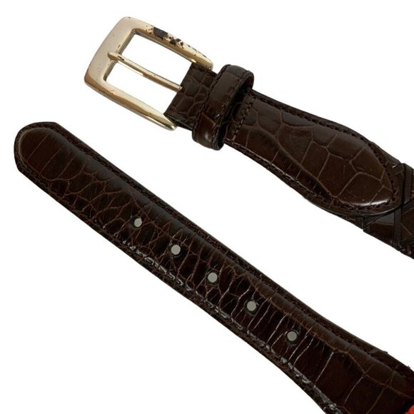 Vintage Brighton Mens Braided Leather Belt Silvertone Brass Buckle Size 40 Brown - Picture 2 of 7